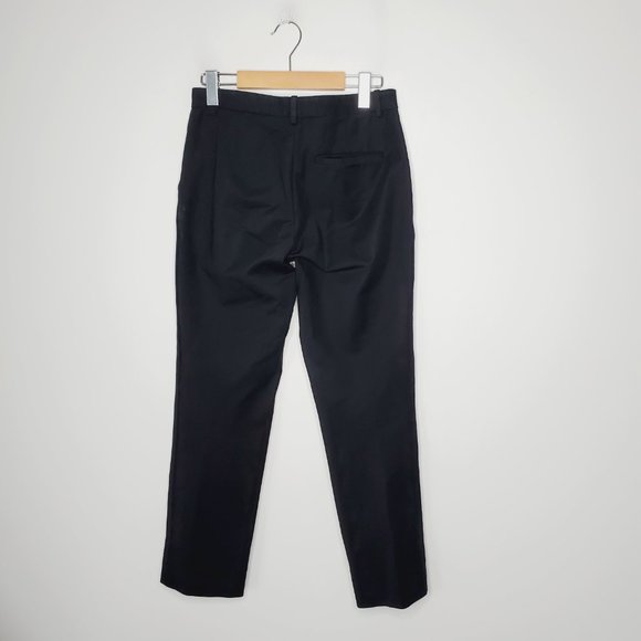 Theory Pants Straight Leg Ankle Cotton Trousers Career Classic Black 2 - Picture 4 of 12